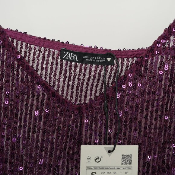 Zara sequins top, size S, Bordeaux - Picture 6 of 8